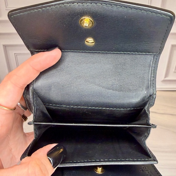 Gucci Sylvie Compact Trifold Wallet Black Leather | Sherry Line - Picture 6 of 8